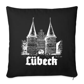 Lübeck - Holstentor - Sofakissenbezug 45 x 45 cm - Schwarz - Vorne