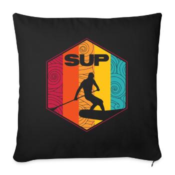 SUP surf design - Sofa pillowcase 17,3'' x 17,3'' (45 x 45 cm) - black - Front