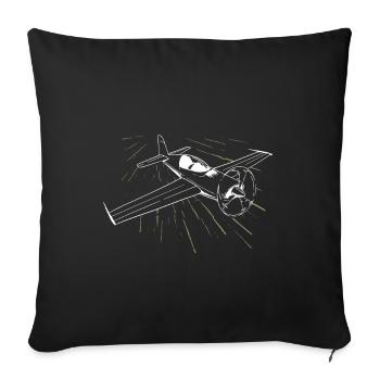 Avion pilote pilote - Housse de coussin décorative 45 x 45 cm - noir - Devant