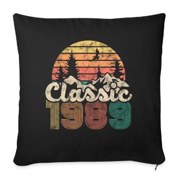 Birthday vintage 1989 retro - Sofa pillowcase 17,3'' x 17,3'' (45 x 45 cm) - black - Front