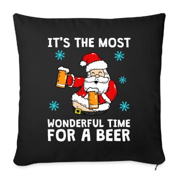 Bière Père Noël Noël - Housse de coussin décorative 45 x 45 cm - noir - Devant