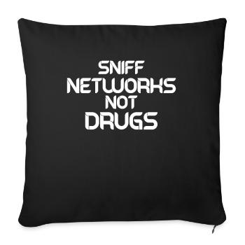 Drôle de pirate informatique Administrateur réseau Reniflage réseau - Housse de coussin décorative 45 x 45 cm - noir - Devant