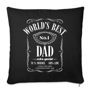 Meilleur papa n°1 au monde - Fête des pères - Housse de coussin décorative 45 x 45 cm - noir - Devant