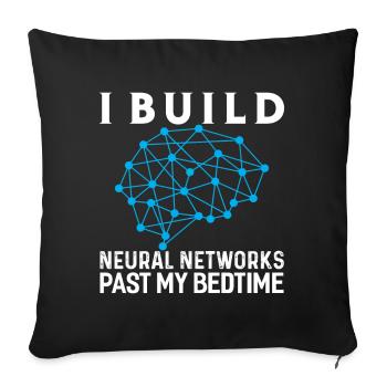 Réseau neuronal d'IA d'apprentissage automatique - Housse de coussin décorative 45 x 45 cm - noir - Devant