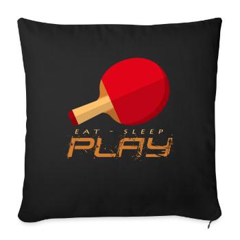 Énergie du ping-pong : Mange, dors, joue - Housse de coussin décorative 45 x 45 cm - noir - Devant