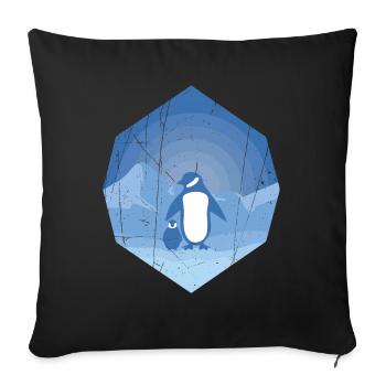 Penguin mother with penguin baby - design - Sofa pillowcase 17,3'' x 17,3'' (45 x 45 cm) - black - Front