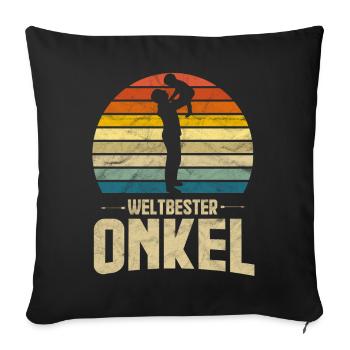 Onkel weltbester Onkel Neffe Nichte - Sofakissenbezug 45 x 45 cm - Schwarz - Vorne