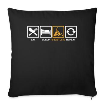 Wrestling Lifestyle: Eat Sleep Wrestling Repeat - Sofa pillowcase 17,3'' x 17,3'' (45 x 45 cm) - black - Front