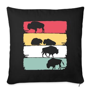 American bison zoo animal - Sofa pillowcase 17,3'' x 17,3'' (45 x 45 cm) - black - Front