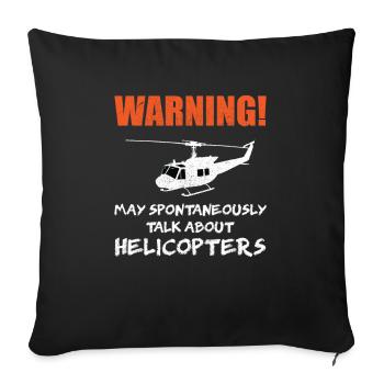 Pilote d'hélicoptère Pilote d'hélicoptère Bell UH 1 Huey - Housse de coussin décorative 45 x 45 cm - noir - Devant