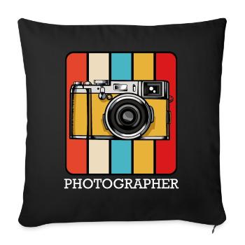 Retro Kamera Pop Art Block - Sofakissenbezug 45 x 45 cm - Schwarz - Vorne