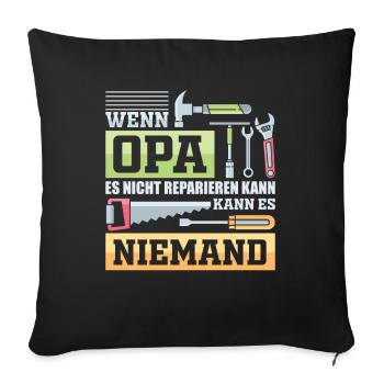 Opa Handwerker König Geschenk - Sofakissenbezug 45 x 45 cm - Schwarz - Vorne