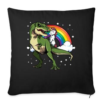 Dino licorne dans la magie arc-en-ciel - Housse de coussin décorative 45 x 45 cm - noir - Devant