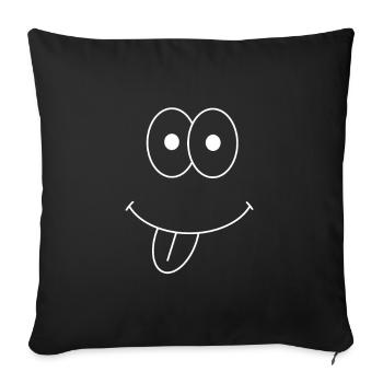 Sourire drôle langue drôle - Housse de coussin décorative 45 x 45 cm - noir - Devant