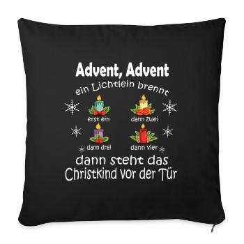 Advent Advent Christkind Gedicht Weihnachten - Sofakissenbezug 45 x 45 cm - Schwarz - Vorne