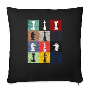 Pièces d'échecs - Housse de coussin décorative 45 x 45 cm - noir - Devant