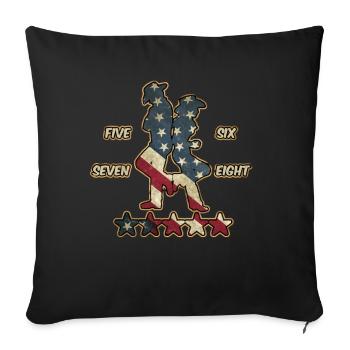 Linedance Line Dance Country Rock Western Rodeo - Sofa pillowcase 17,3'' x 17,3'' (45 x 45 cm) - black - Front