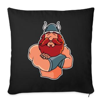 Lustiger Wikinger in Pose - Sofakissenbezug 45 x 45 cm - Schwarz - Vorne