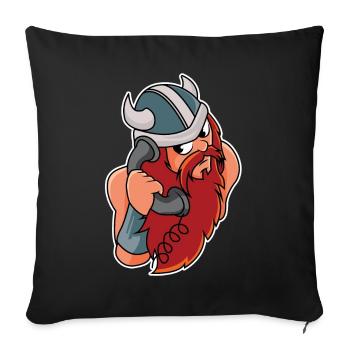 Vikings au téléphone - design - Housse de coussin décorative 45 x 45 cm - noir - Devant