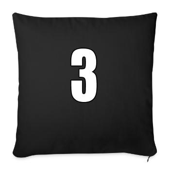No. 3 Number Three - Back Number Football Sport - Sofa pillowcase 17,3'' x 17,3'' (45 x 45 cm) - black - Front