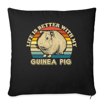 Idée de cadeau rétro pour animal de compagnie cochon d'Inde - Housse de coussin décorative 45 x 45 cm - noir - Devant