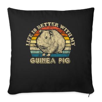 Meerschweinchen Guinea Nager Geschenkidee - Sofakissenbezug 45 x 45 cm - Schwarz - Vorne