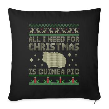 Cadeau motif noel cochon d'Inde - Housse de coussin décorative 45 x 45 cm - noir - Devant