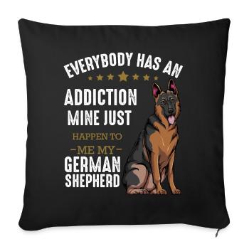 Mon addiction : Berger allemand - Housse de coussin décorative 45 x 45 cm - noir - Devant
