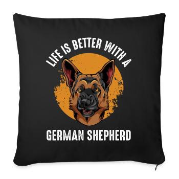 La vie est meilleure avec le berger allemand - Housse de coussin décorative 45 x 45 cm - noir - Devant