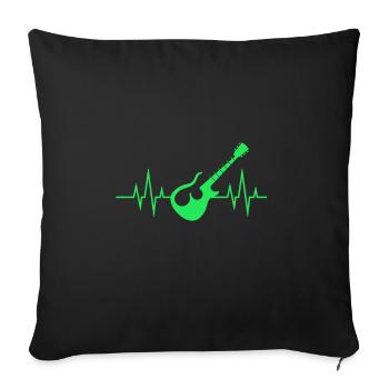 Heartbeat - heartbeat / guitar - Sofa pillowcase 17,3'' x 17,3'' (45 x 45 cm) - black - Front