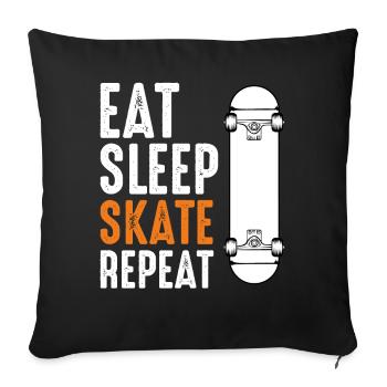 Eat Sleep Skate Repeat - Sofa pillowcase 17,3'' x 17,3'' (45 x 45 cm) - black - Front