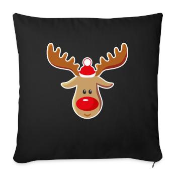 Funny reindeer Rudolf Christmas gift - Sofa pillowcase 17,3'' x 17,3'' (45 x 45 cm) - black - Front