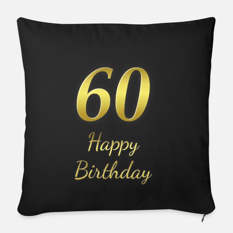 60 anni di buon compleanno - 60 anni di compleanno - Copricuscino per divano, 45 x 45 cm - nero