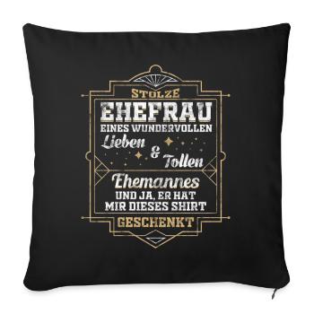 Ehefrau Liebe Partnerschaft Geschenk - Sofakissenbezug 45 x 45 cm - Schwarz - Vorne