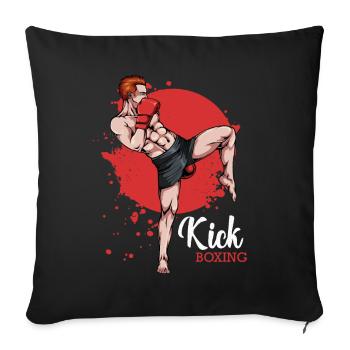 Kickboxeur en fond rouge - Housse de coussin décorative 45 x 45 cm - noir - Devant