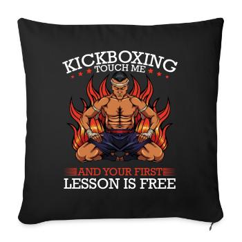 Kickboxing Fire : Première leçon gratuite - Housse de coussin décorative 45 x 45 cm - noir - Devant