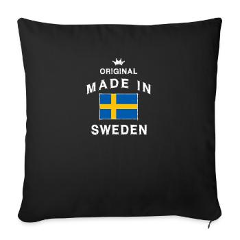 Suède Suédois Made in Sweden Naissance bébé - Housse de coussin décorative 45 x 45 cm - noir - Devant