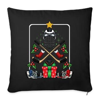 Hockey Weihnachten Helm Sticks - Sofakissenbezug 45 x 45 cm - Schwarz - Vorne