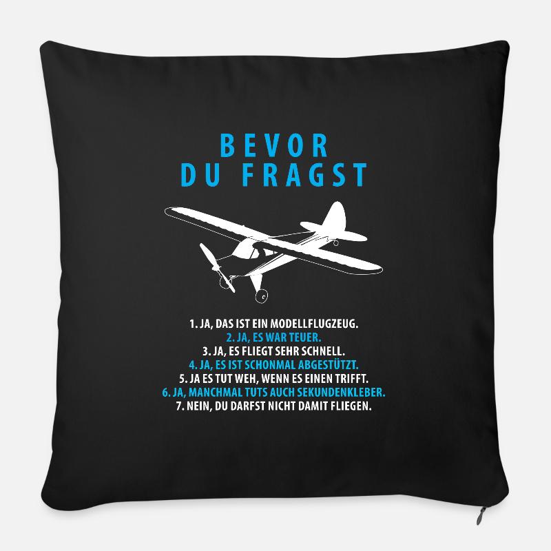 Bevor Du Fragst Modellflugzeug Modellbau - Sofakissenbezug 45 x 45 cm - Schwarz
