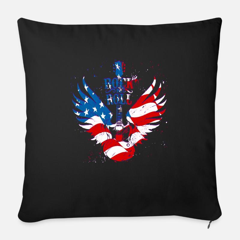 Gitarre - Guitar / Rock N Roll / American Style - Sofakissenbezug 45 x 45 cm - Schwarz