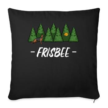 Waldhund Frisbee im Grün - Sofakissenbezug 45 x 45 cm - Schwarz - Vorne