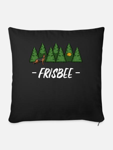 Waldhund Frisbee im Grün - Sofakissenbezug 45 x 45 cm - Schwarz