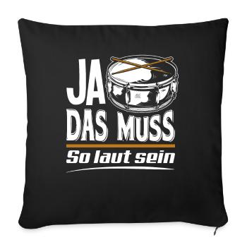 Schlagzeug Trommel - Sofakissenbezug 45 x 45 cm - Schwarz - Vorne