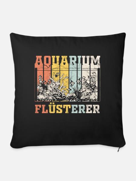 Aquarium Fisch Aquarianer Retro Vintage Geschenk - Sofakissenbezug 45 x 45 cm - Schwarz