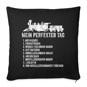 Modellbauer Modellbau Lok Lokomotive Zug Eisenbahn - Sofakissenbezug 45 x 45 cm - Schwarz - Vorne