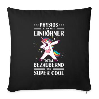 Unicorn Einhorn Physios Geschenk - Sofakissenbezug 45 x 45 cm - Schwarz - Vorne