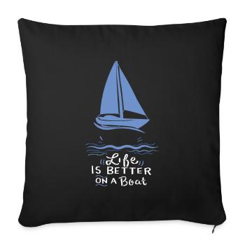 Sailing Sailing Boat - Sofa pillowcase 17,3'' x 17,3'' (45 x 45 cm) - black - Front