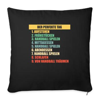 Handball EM Europameisterschaft Geschenk - Sofakissenbezug 45 x 45 cm - Schwarz - Vorne