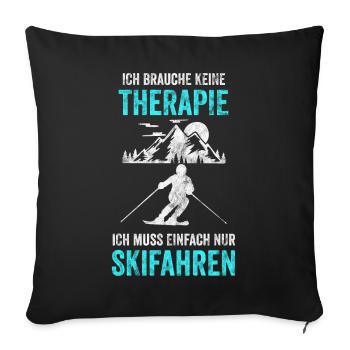 Skifahrer Skipisten Abfahrt Motiv - Sofakissenbezug 45 x 45 cm - Schwarz - Vorne