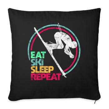 Cadeau d'hiver skieur - Housse de coussin décorative 45 x 45 cm - noir - Devant